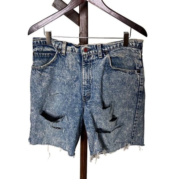 VTG USA Brittania Distressed Acid Wash Shorts 36 - Picture 1 of 10